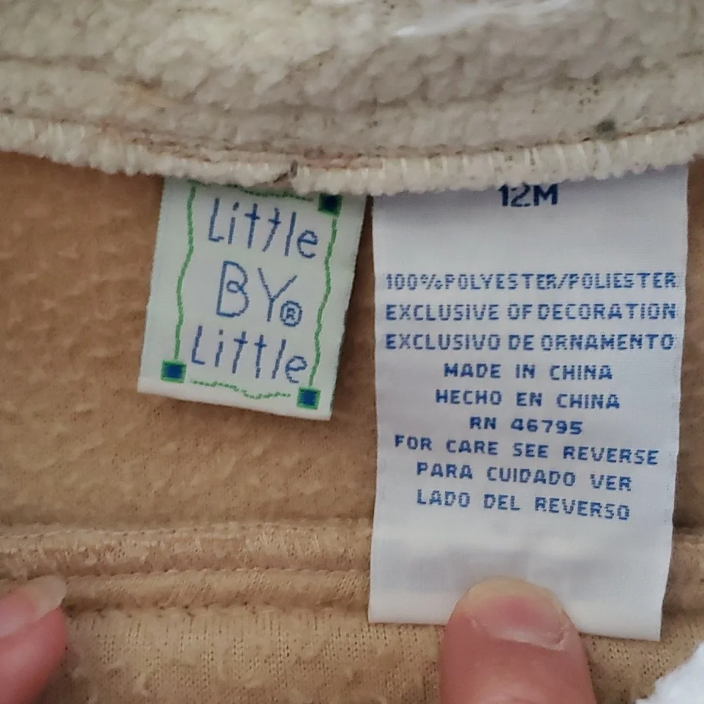 Little By‎ Little Boys Woodland Fleece Tan Jacket with Carpenter Jeans 12M